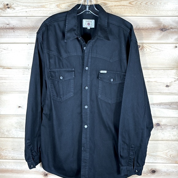 Motor Jeans and Sportswear Men's 100% Cotton Black Button Down Shirt. Size XL - Picture 1 of 11